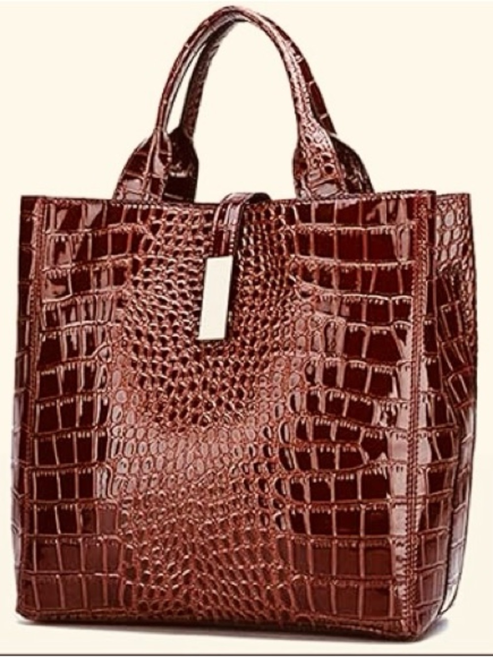 Harper and Hyde chocolate croc vegan leather handbag NWOT